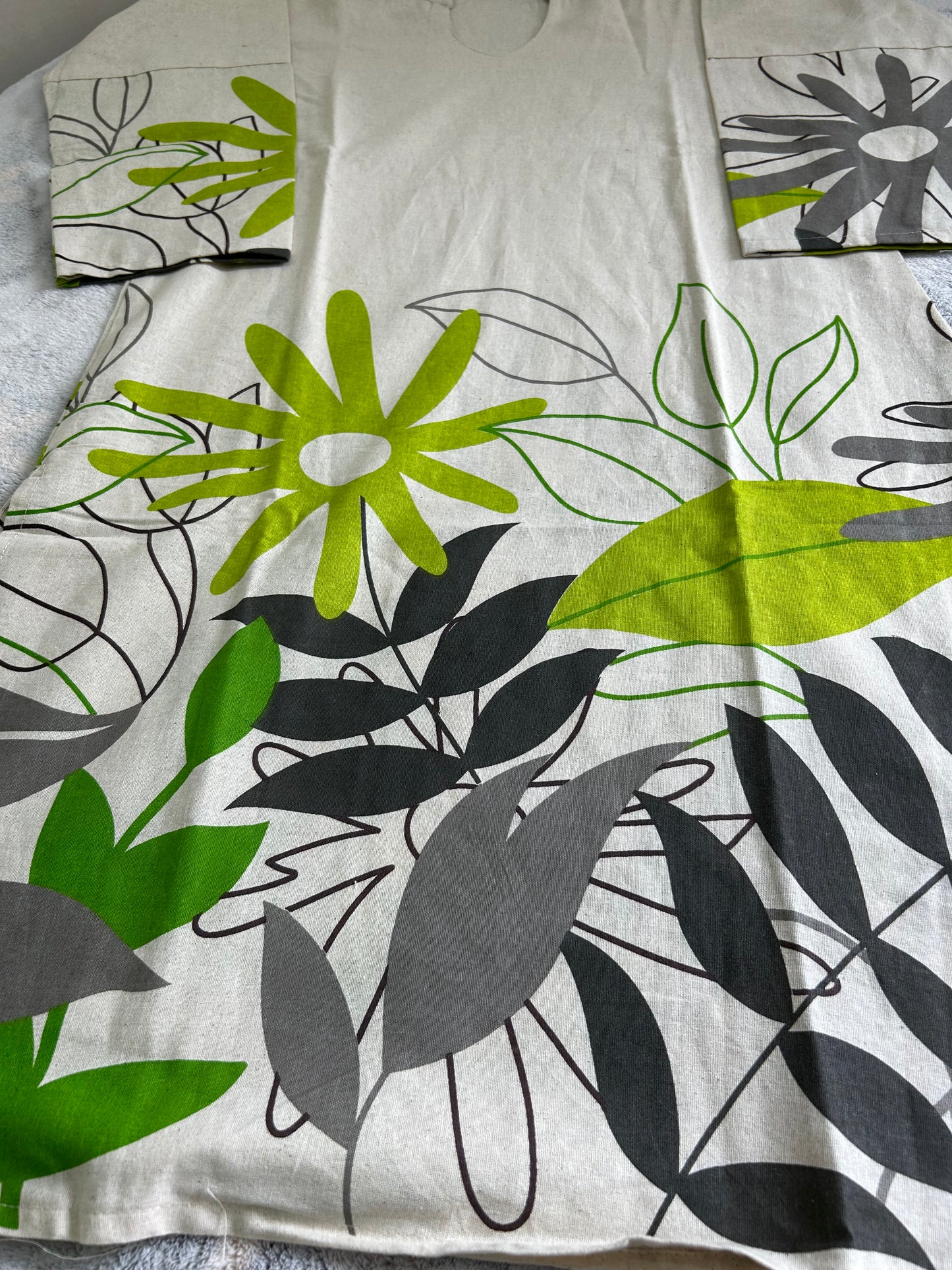 Ivory and Green Shade - Pure Khadi cotton co ord set