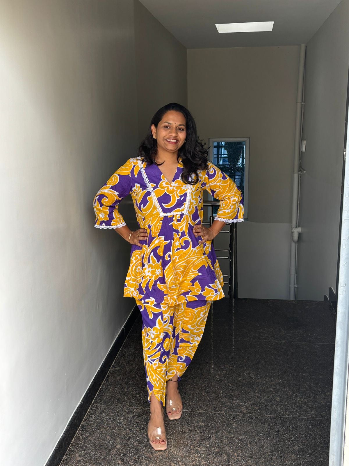 Yellow Dhoti Style Coord set