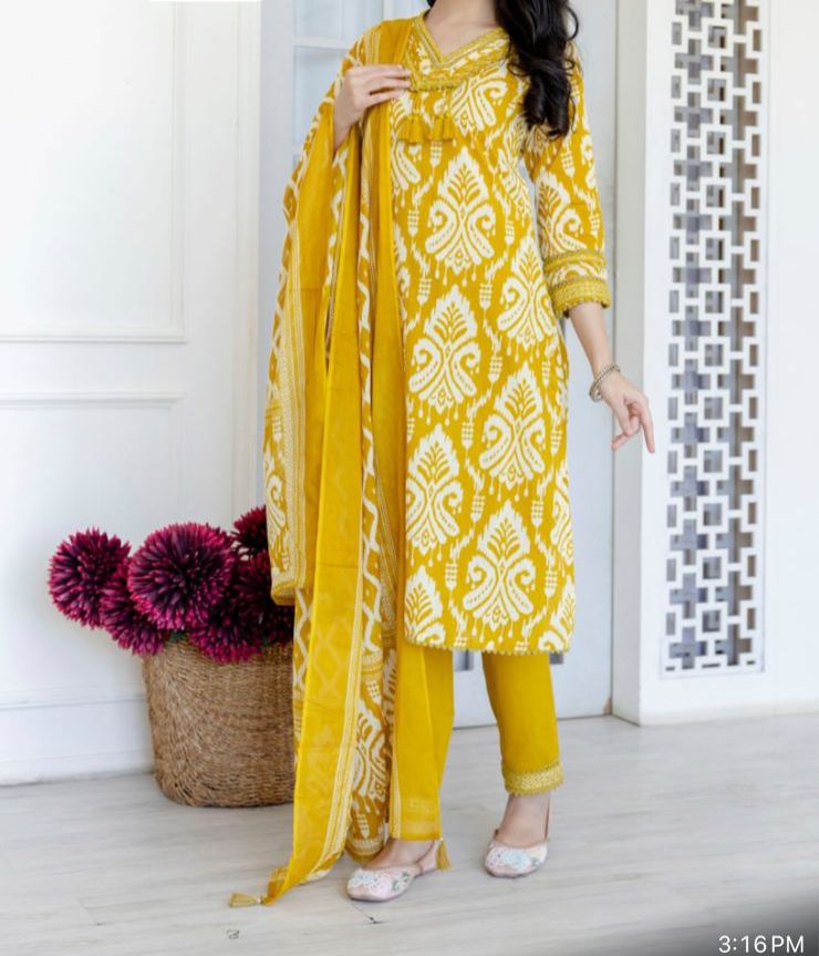 Mustard Yellow A Line Kurta set