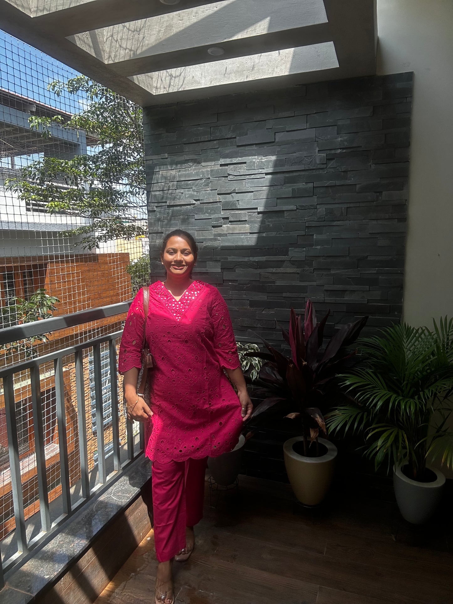 Saina Nehwal Inspired Chikankari Co-ord Set – Rani Pink