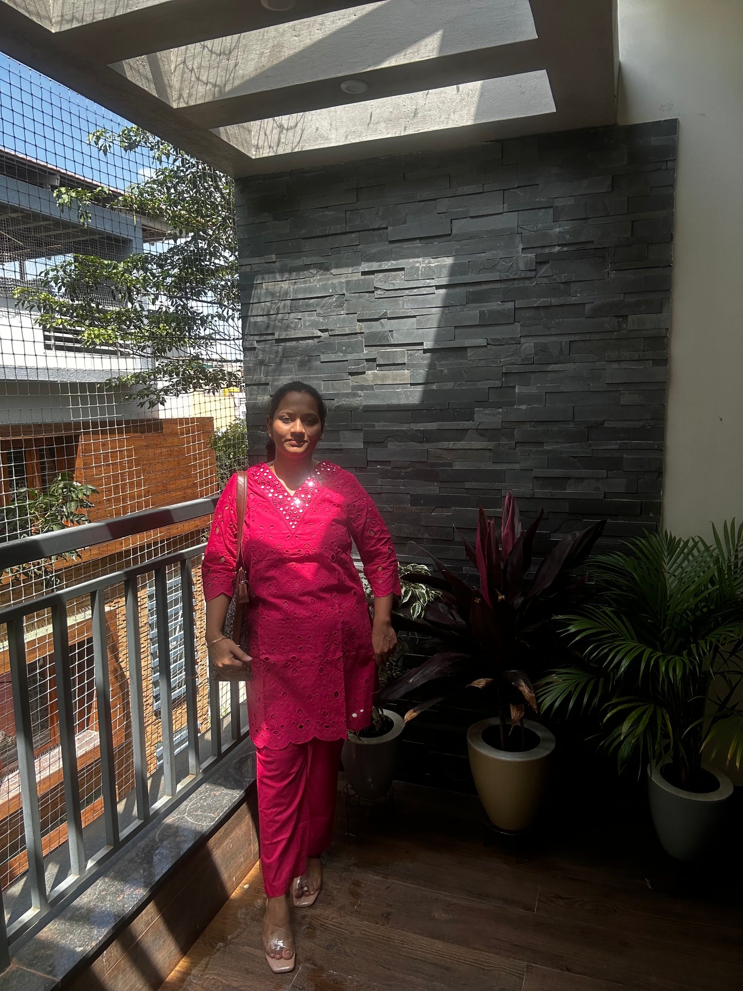 Saina Nehwal Inspired Chikankari Co-ord Set – Rani Pink
