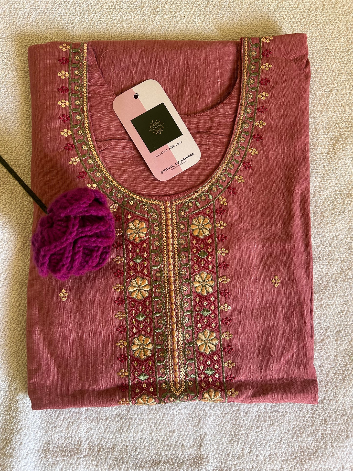 Rose Pink 3 piece kurta set