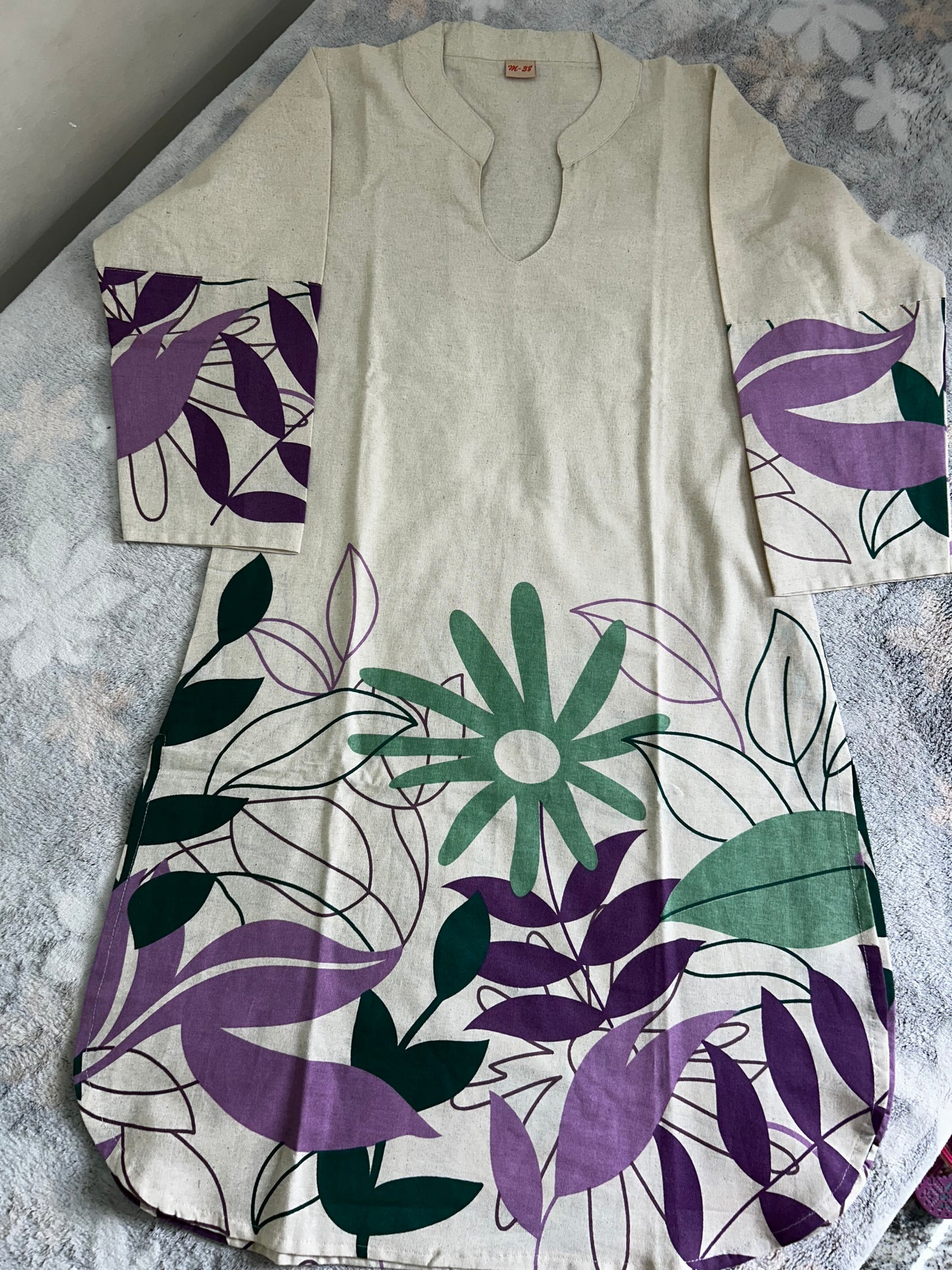Ivory and purple Shade - Pure Khadi cotton co ord set