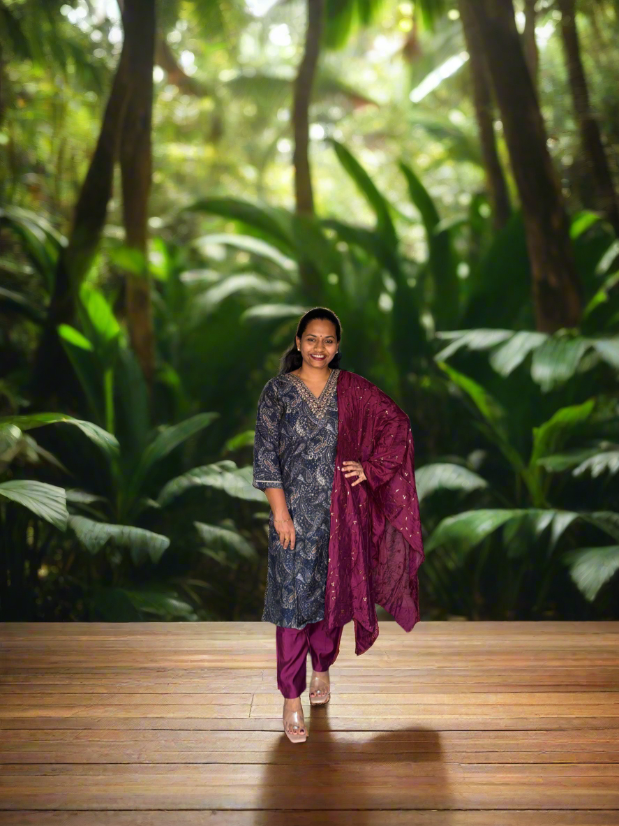 Royal Wine Kurta set