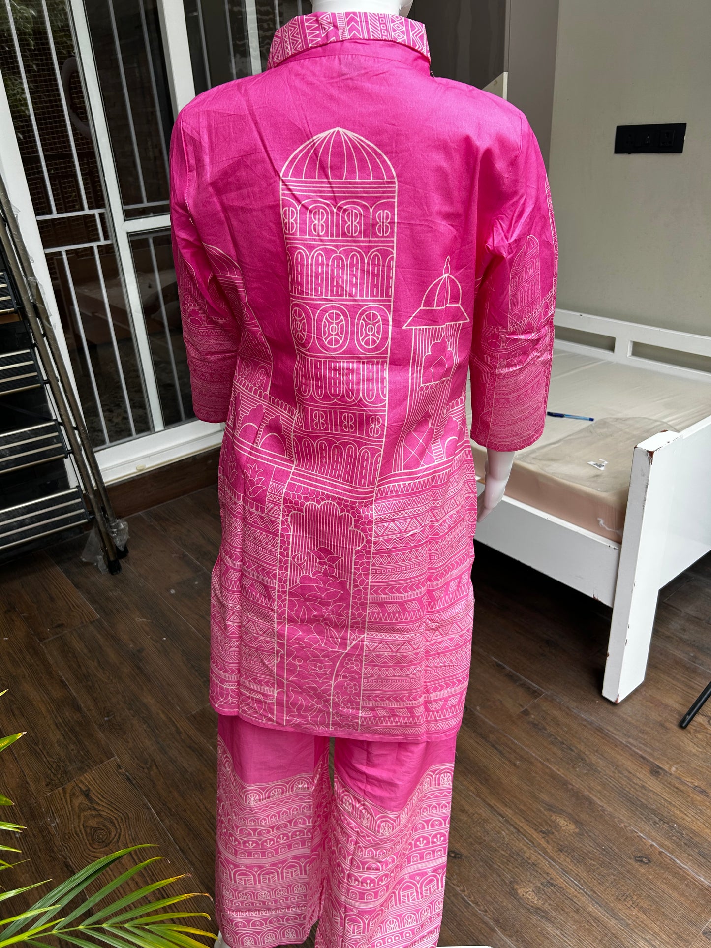 Bright pink 3D printed Cotton Coord set