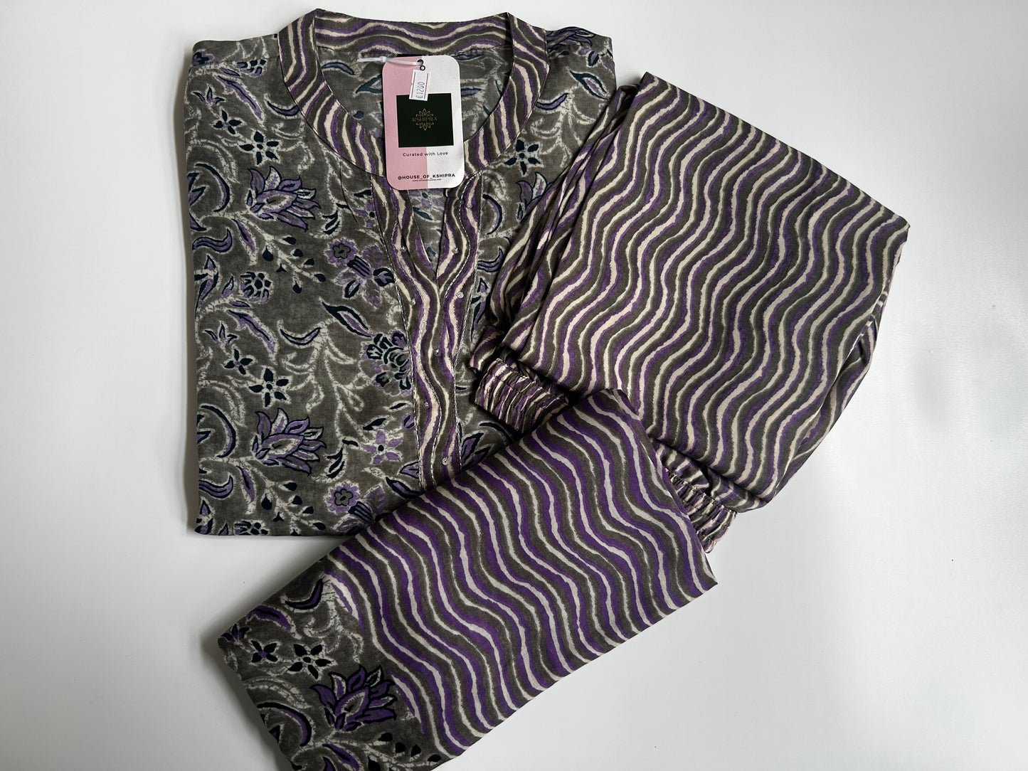 Lavender Floral Cotton 3 Piece set
