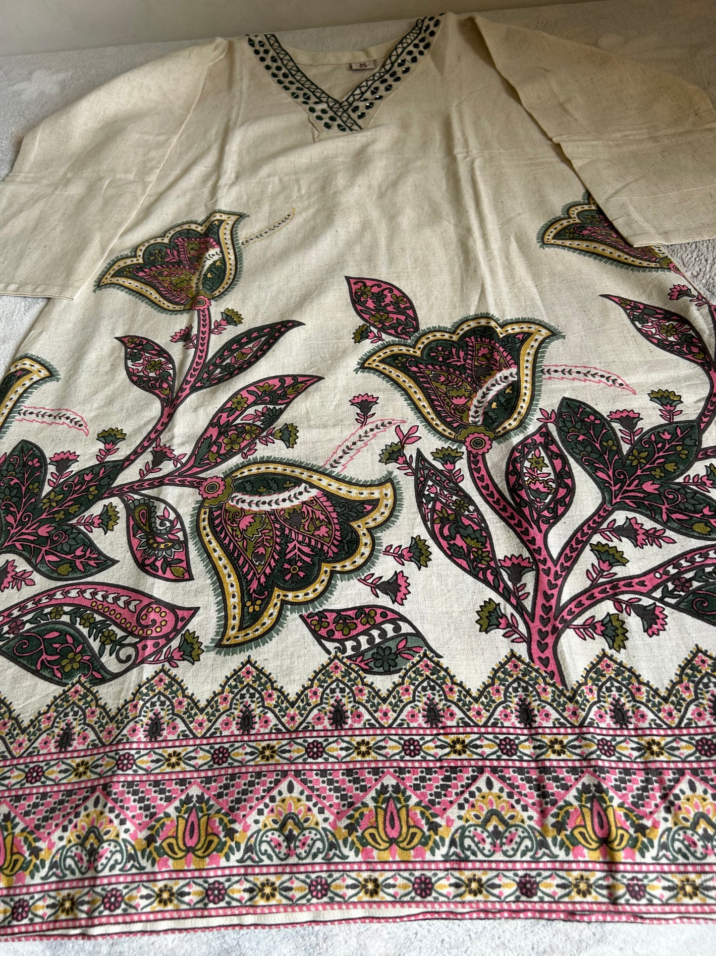 Green Floral Khadi Cotton coord set