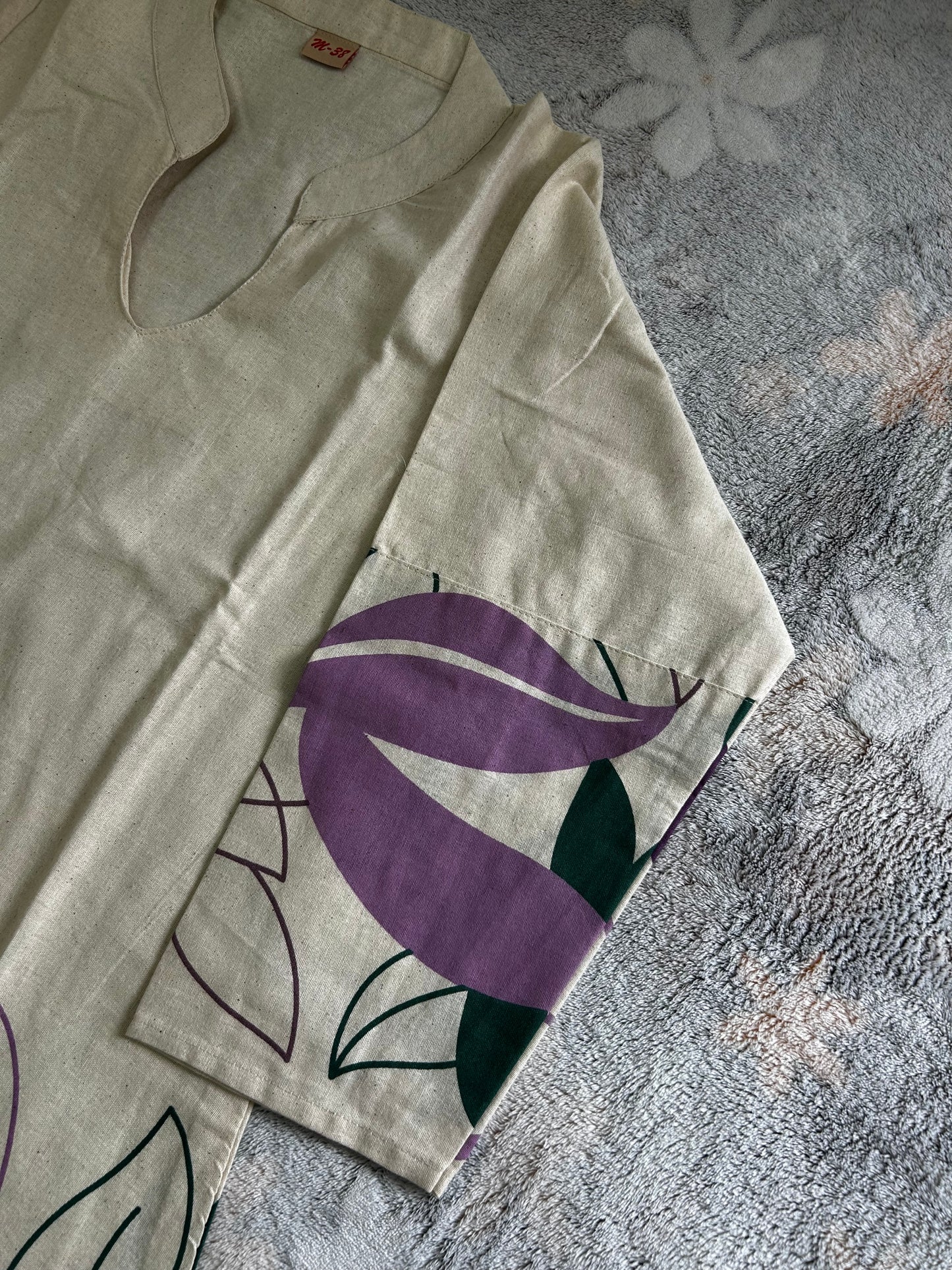 Ivory and purple Shade - Pure Khadi cotton co ord set