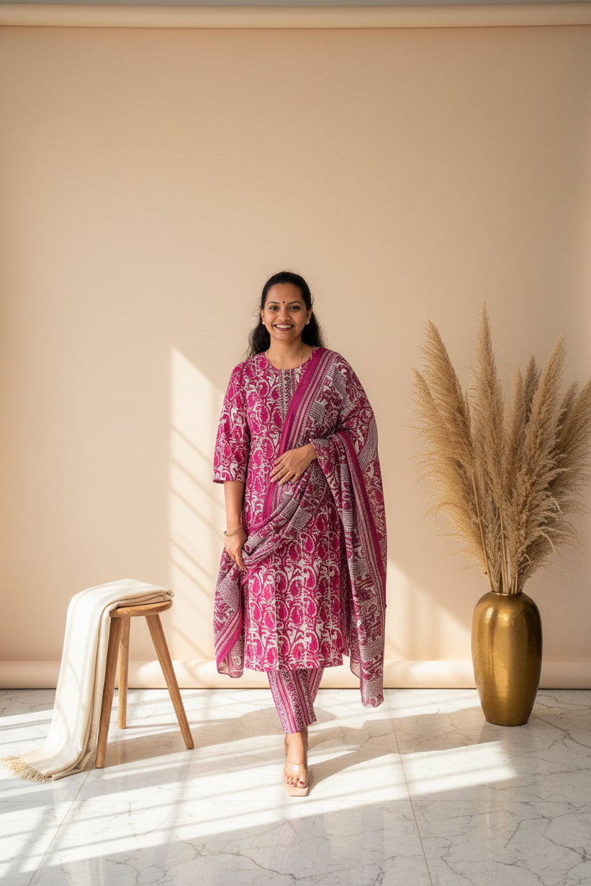 Magenta/Crimson Kurta Set