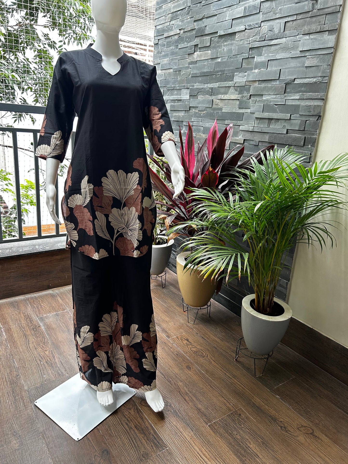 Black Floral coord set