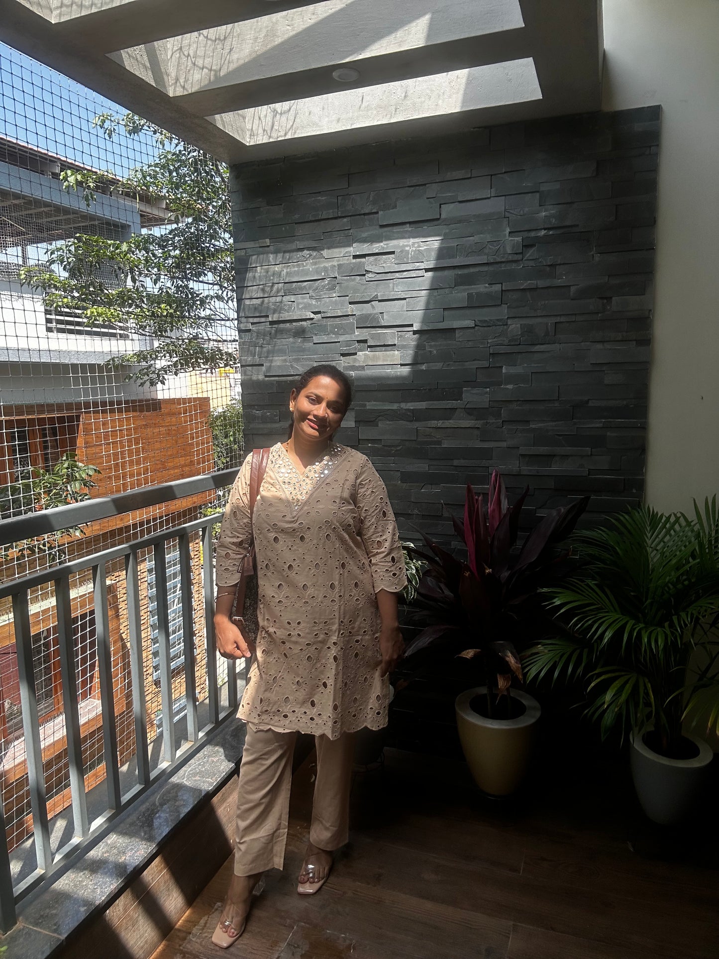 Saina Nehwal Inspired Chikankari Co-ord Set – Beige