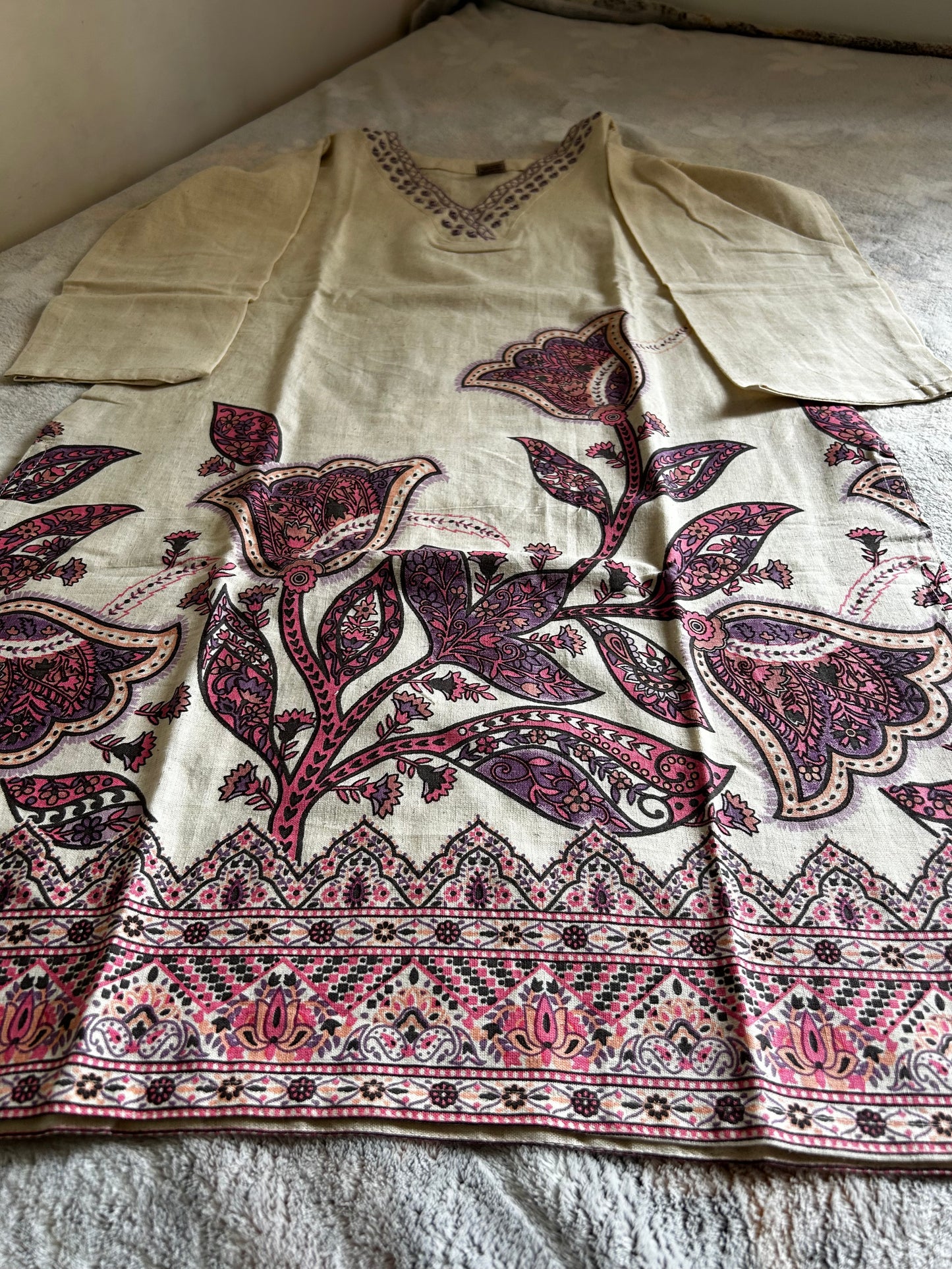 Lavender Floral Khadi Cotton coord set