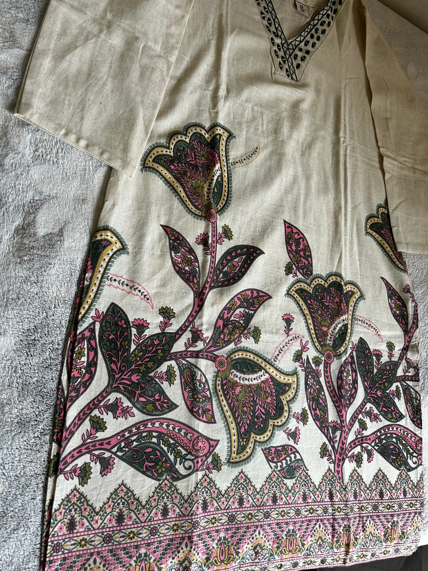 Green Floral Khadi Cotton coord set