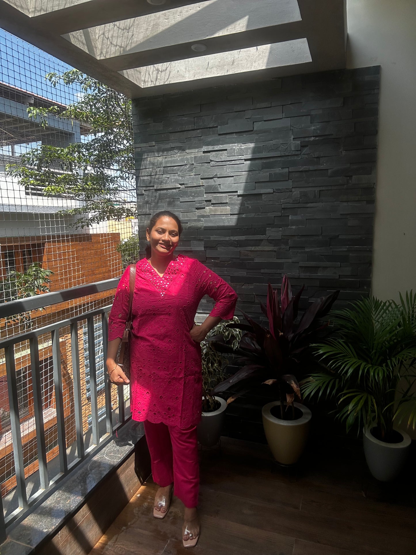 Saina Nehwal Inspired Chikankari Co-ord Set – Rani Pink