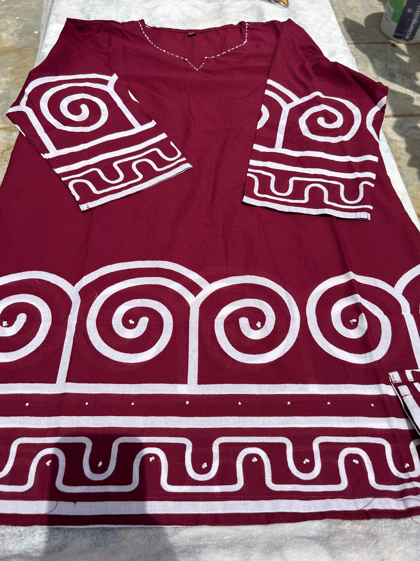 Maroon Handblock print Cotton Coord set