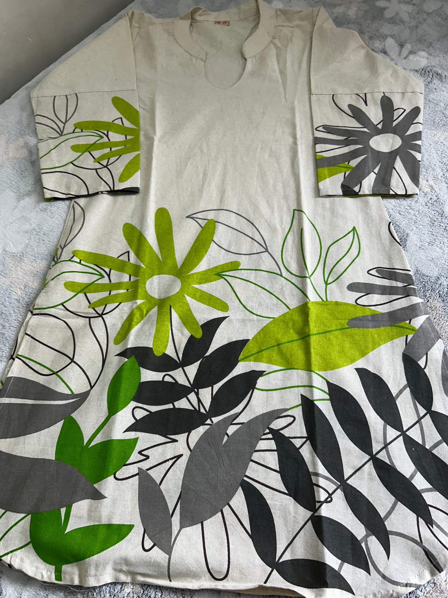 Ivory and Green Shade - Pure Khadi cotton co ord set