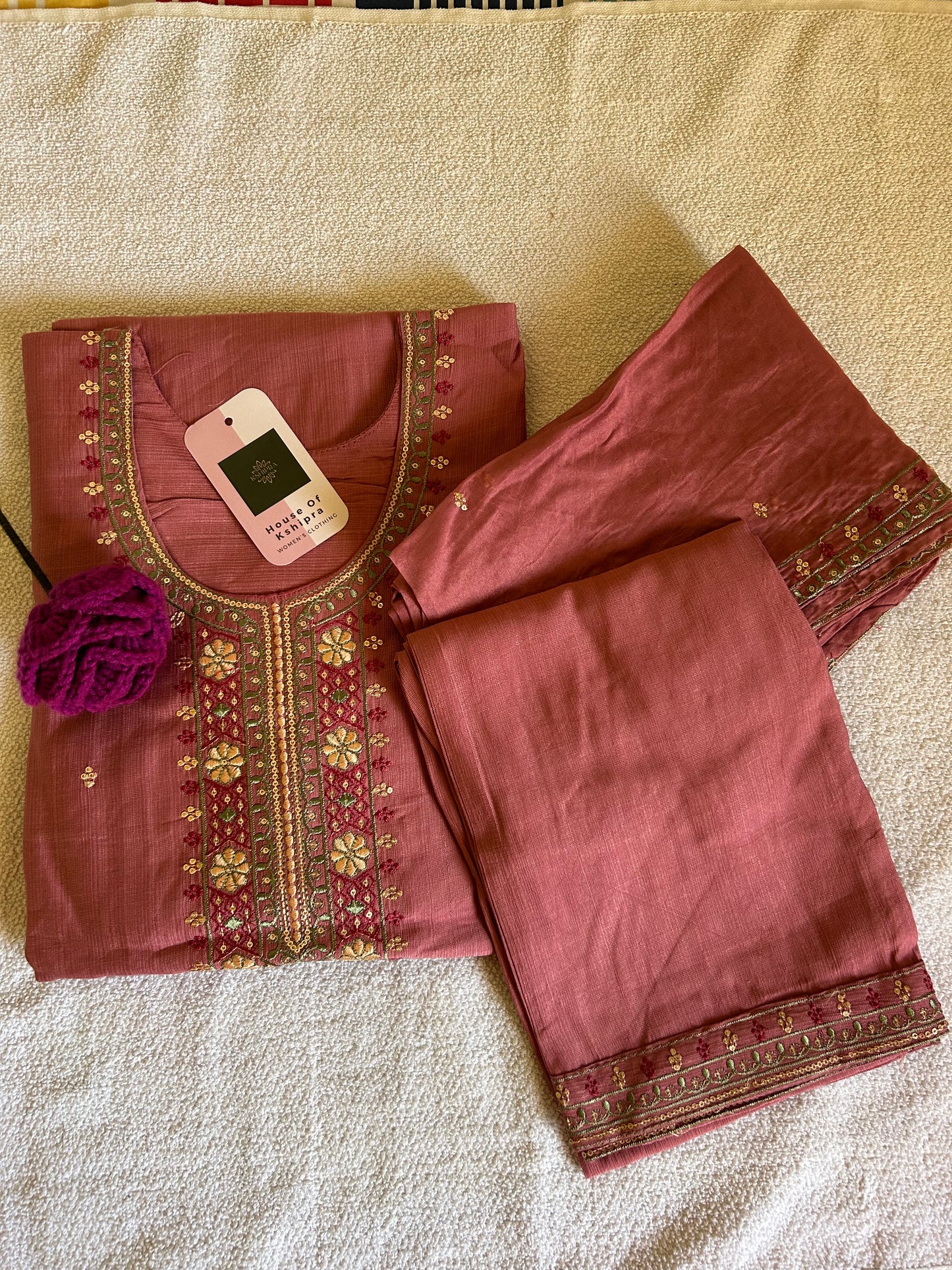 Rose Pink 3 piece kurta set
