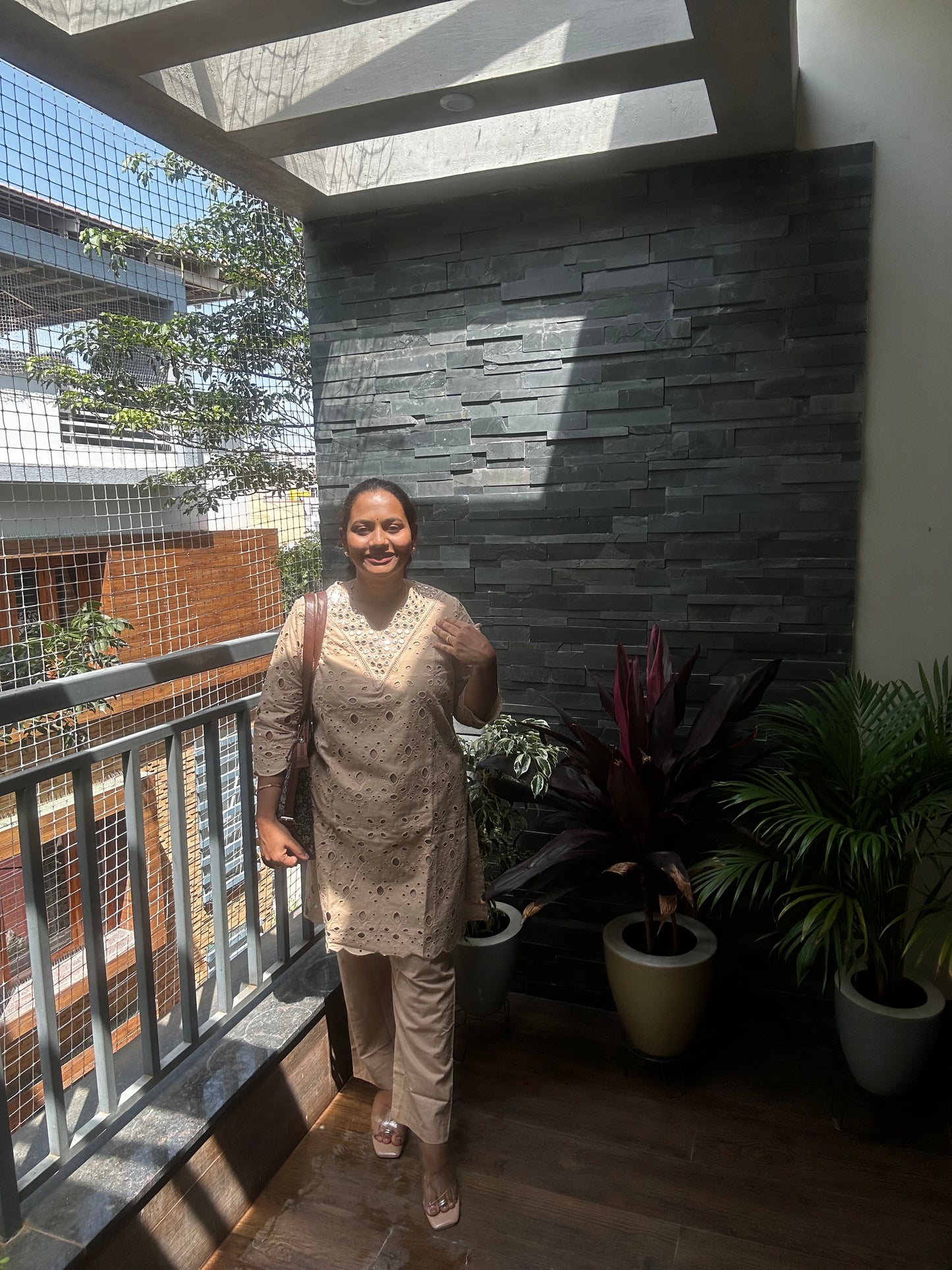 Saina Nehwal Inspired Chikankari Co-ord Set – Beige