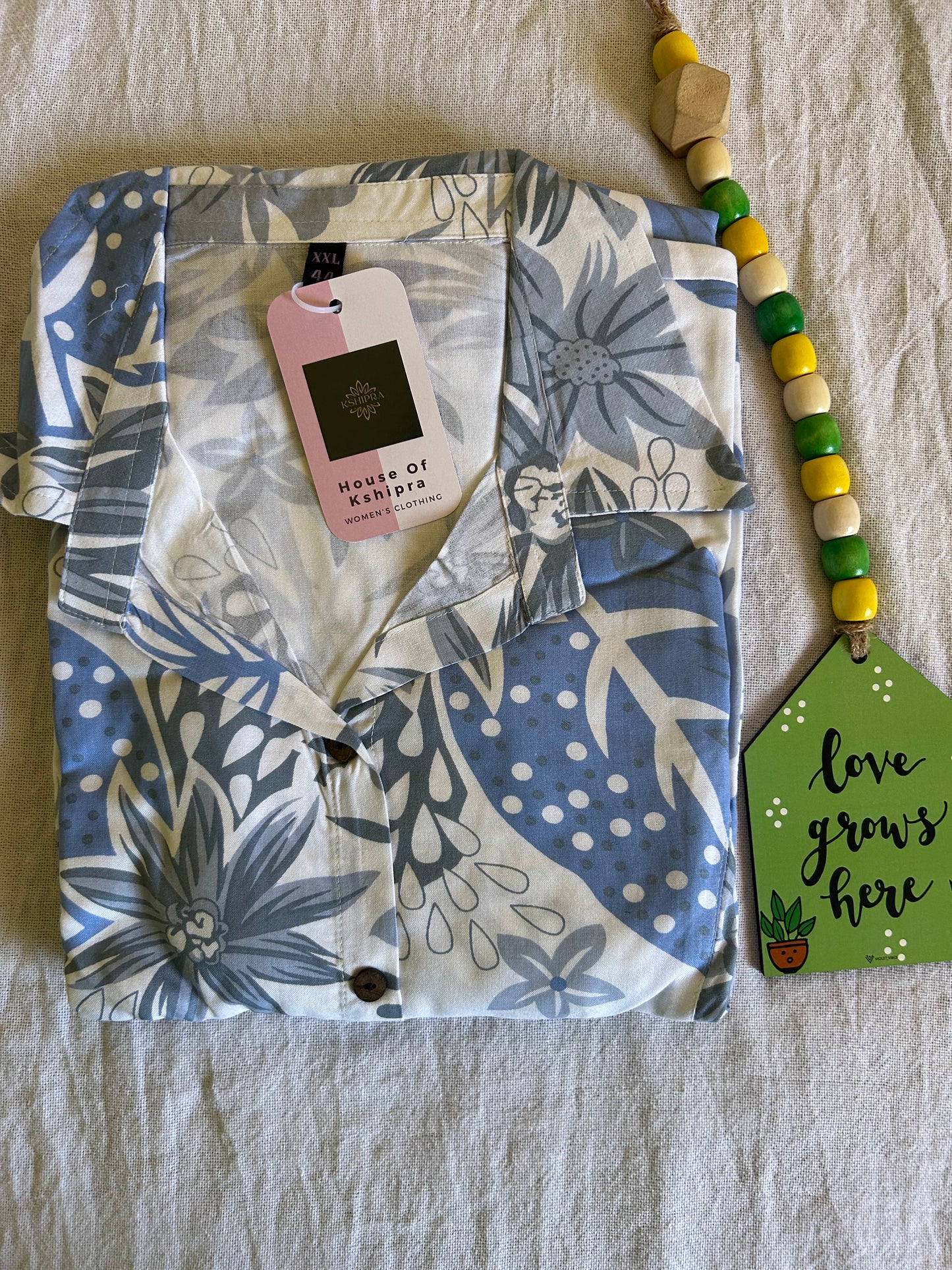 White and blue Rayon Co ord set