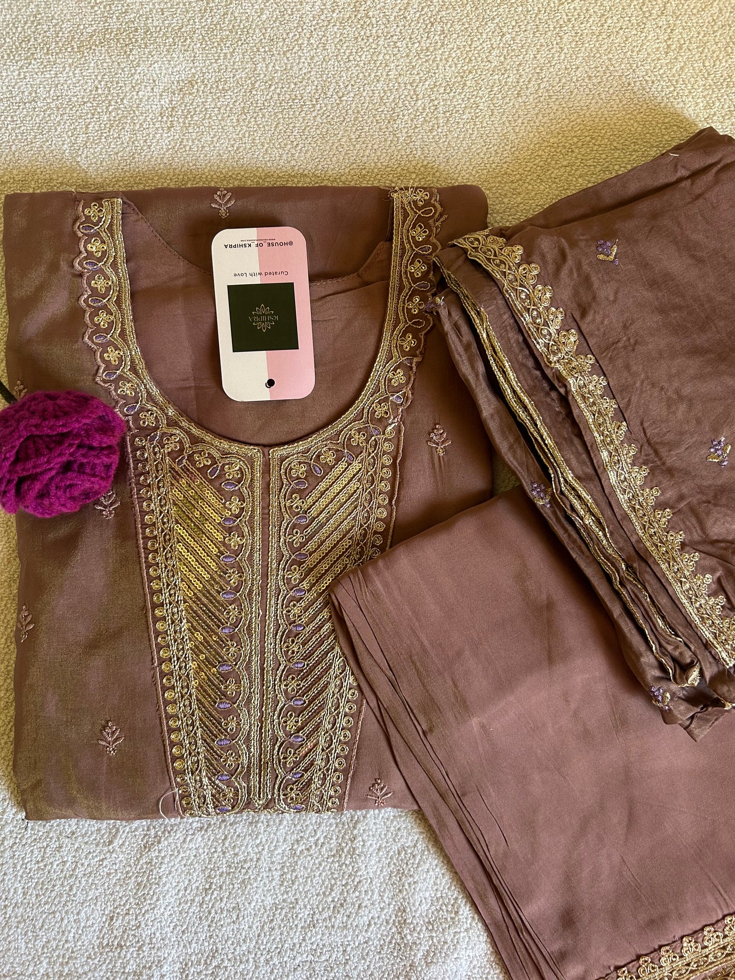 Brown shade 3 piece kurta set