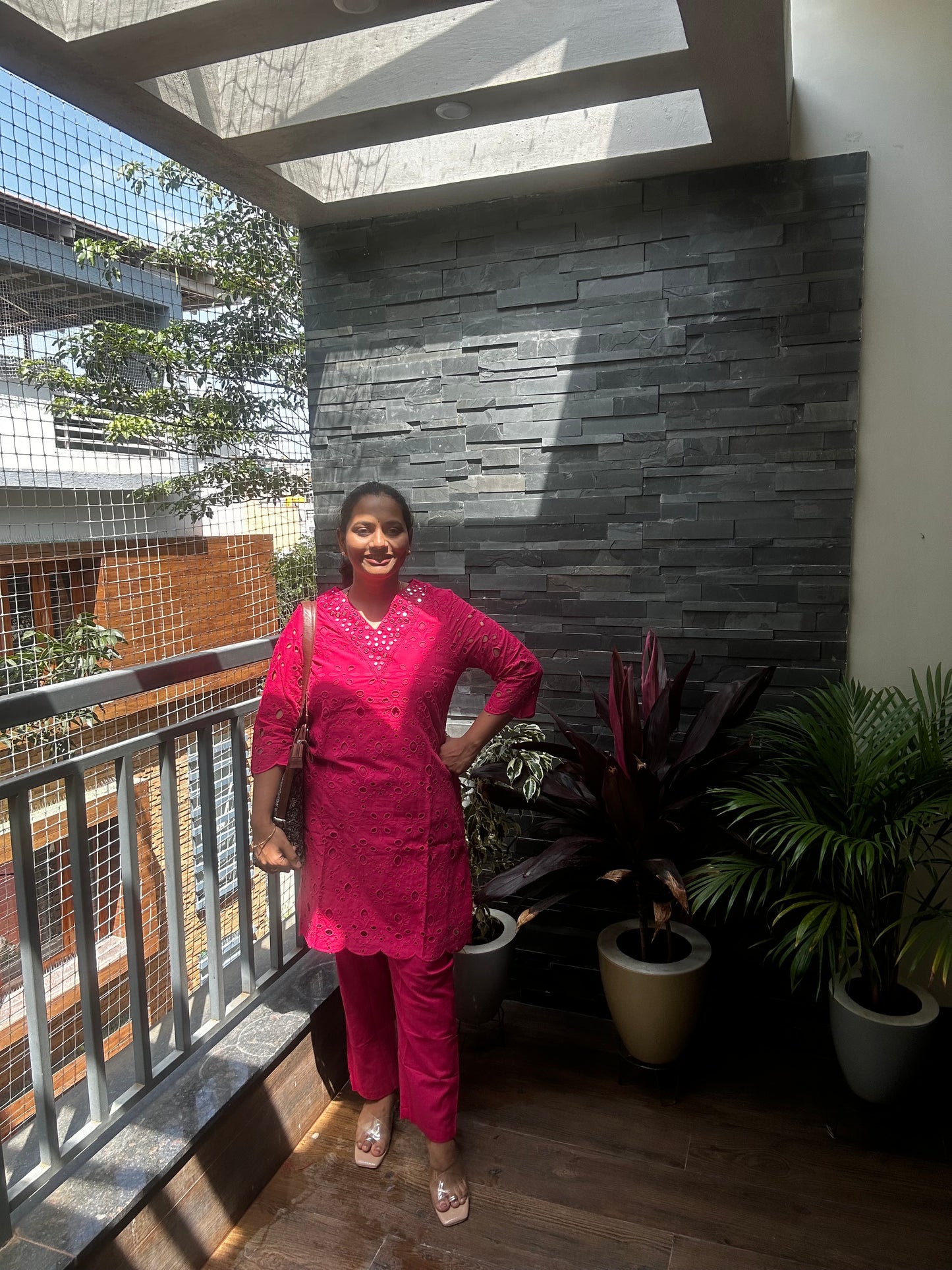 Saina Nehwal Inspired Chikankari Co-ord Set – Rani Pink