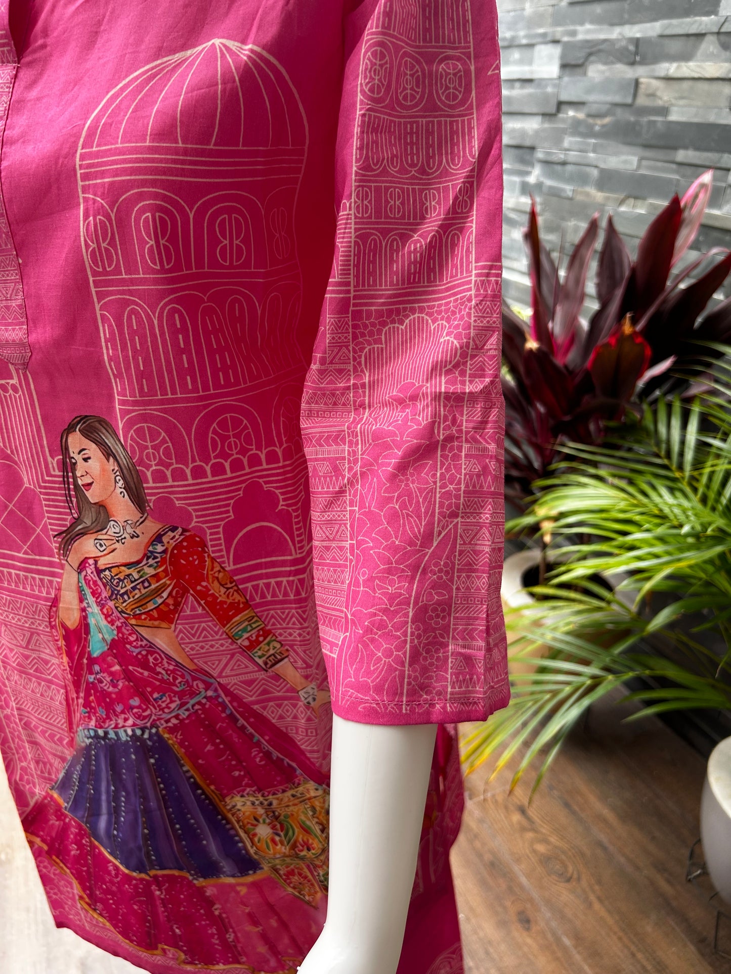 Bright pink 3D printed Cotton Coord set