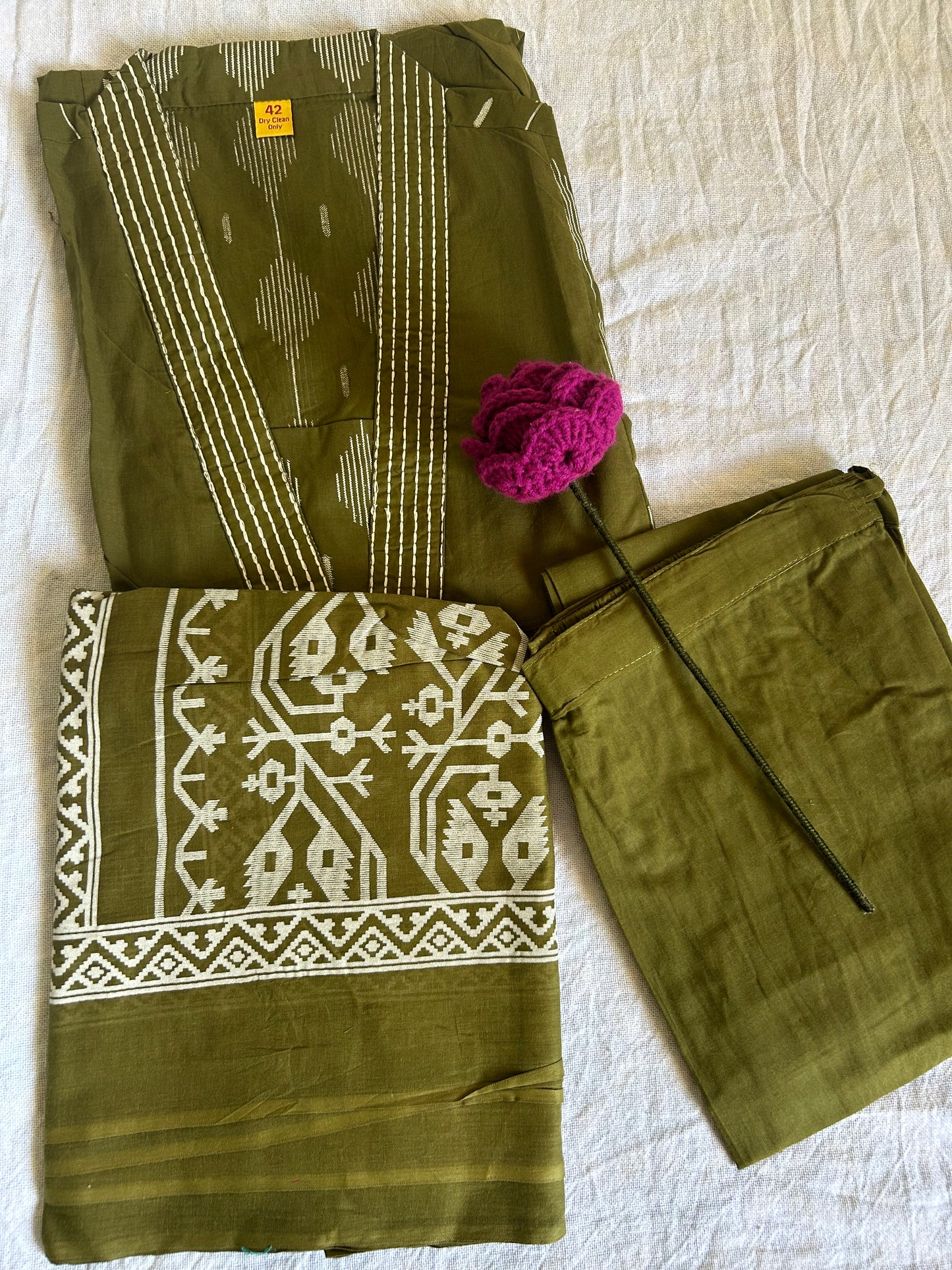 A Line Embroidery cotton 3 piece