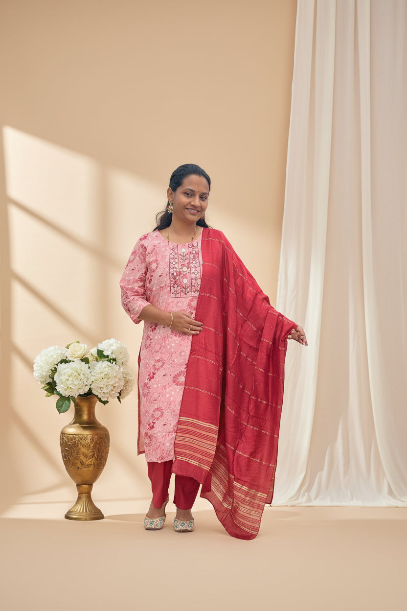 Peach 3 Piece muslin set