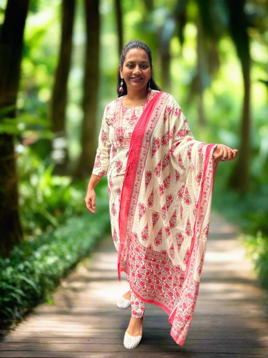 Pink and Beige kurta set