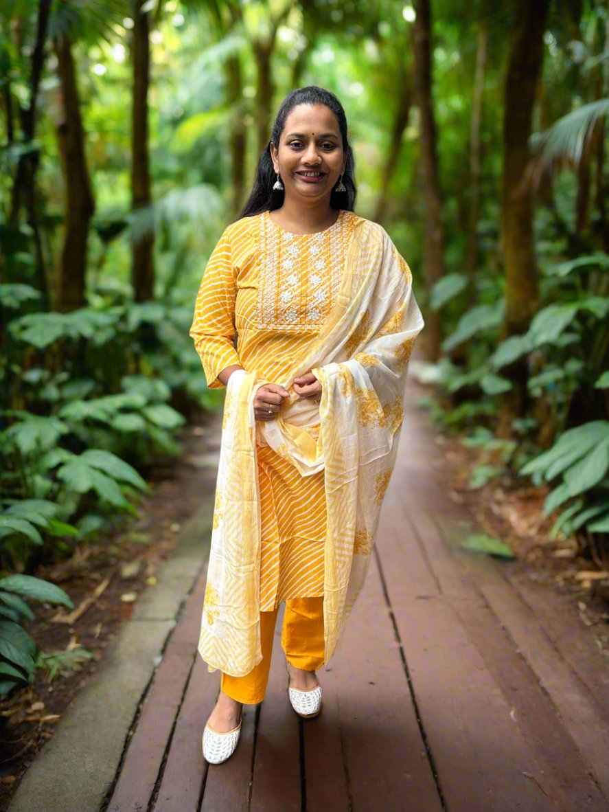 yellow 3-piece kurta set
