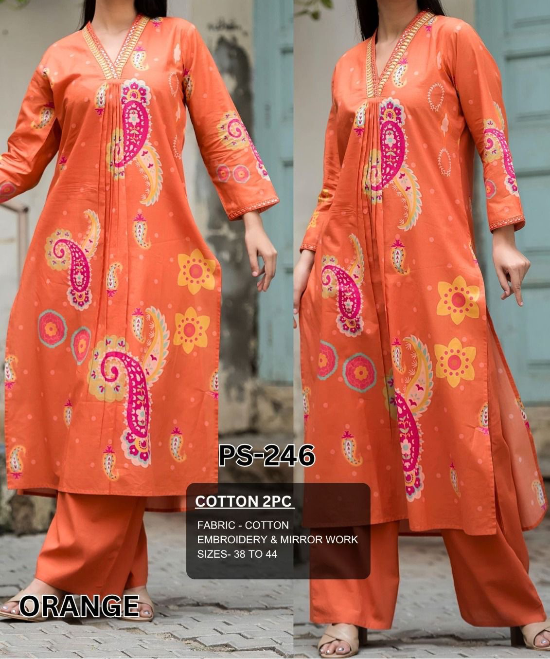 Orange Cotton Coord Set