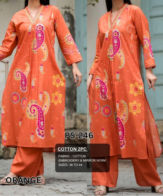 Orange Cotton Coord Set