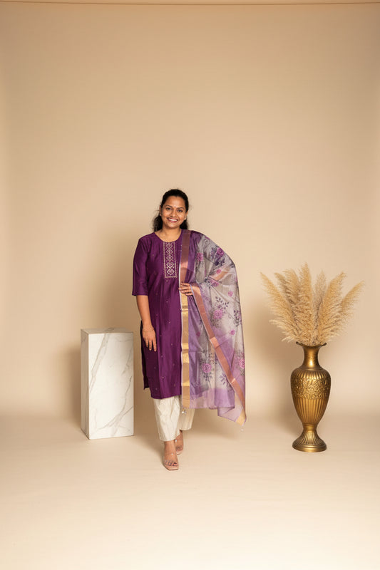 Purple 3 Piece Kurta set