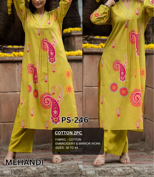 Mehandi Cotton Coord Set