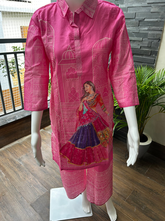 Bright pink 3D printed Cotton Coord set