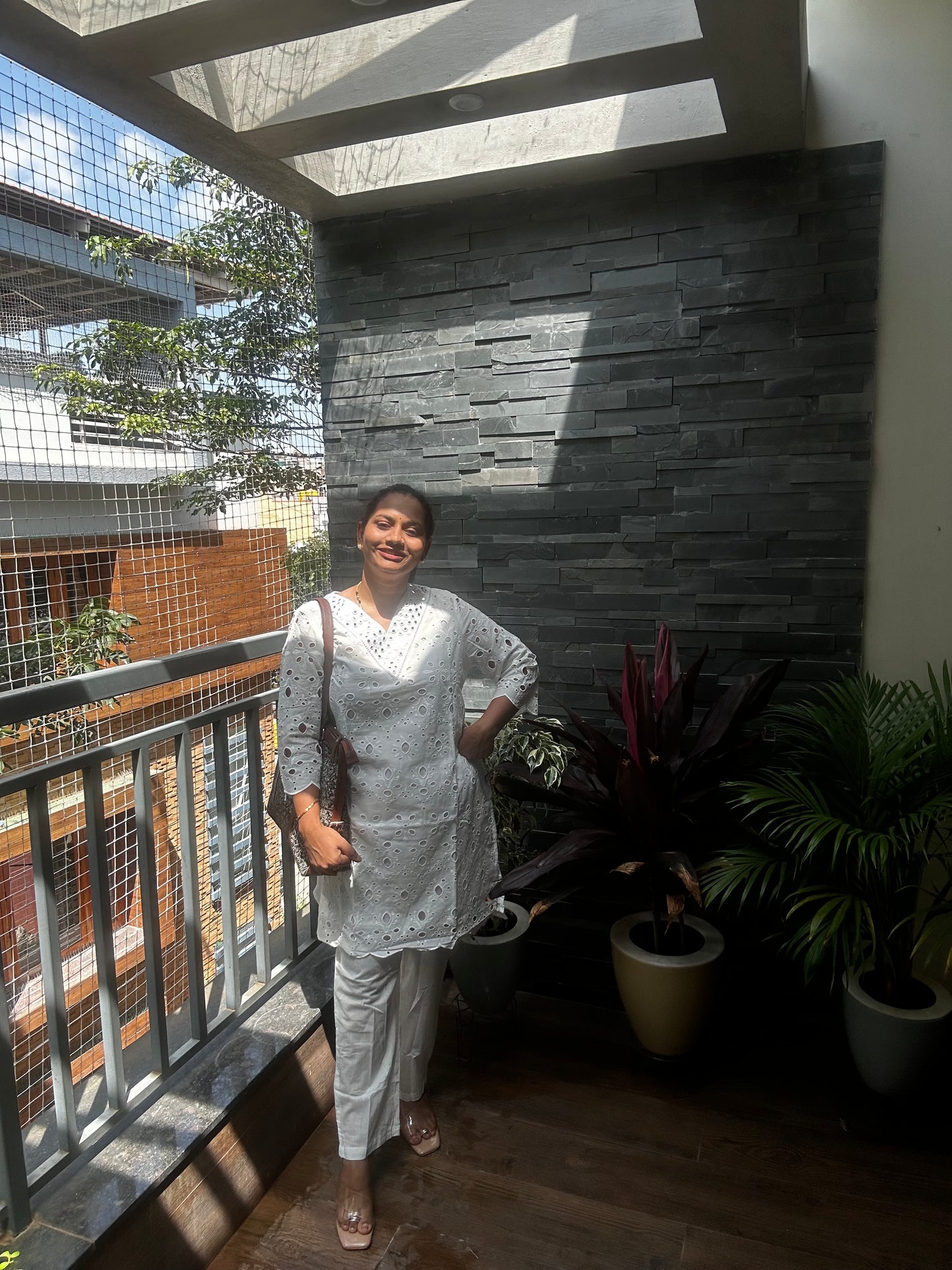 Saina Nehwal Inspired Chikankari Co-ord Set  – White