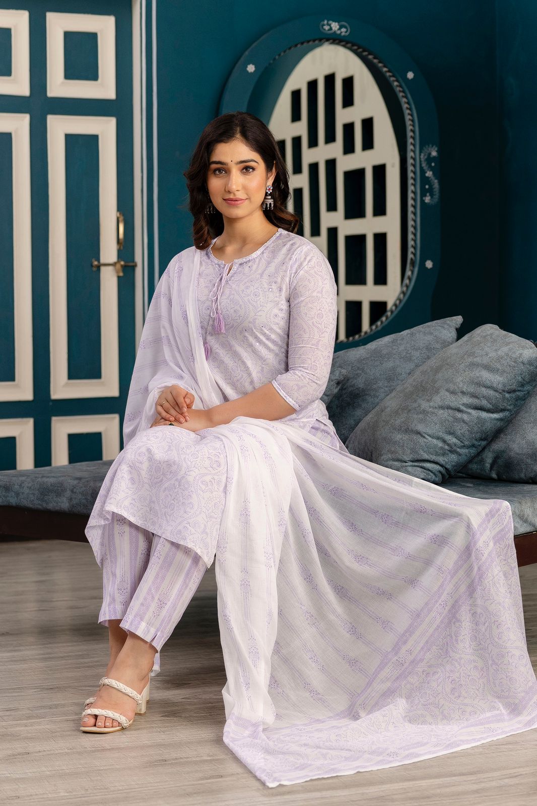 Lavender Cotton Kurta Set