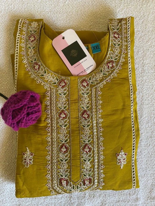 Mustard yellow 3 piece kurta set