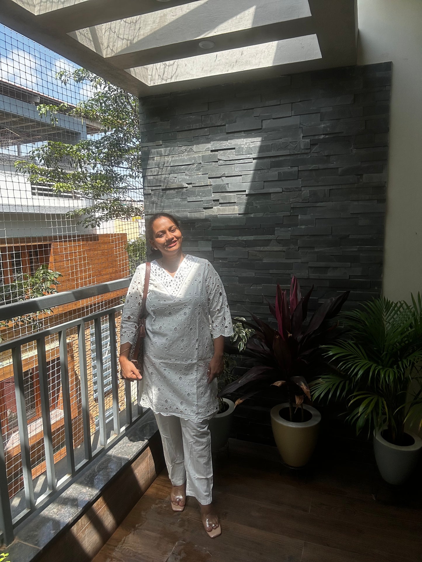 Saina Nehwal Inspired Chikankari Co-ord Set  – White