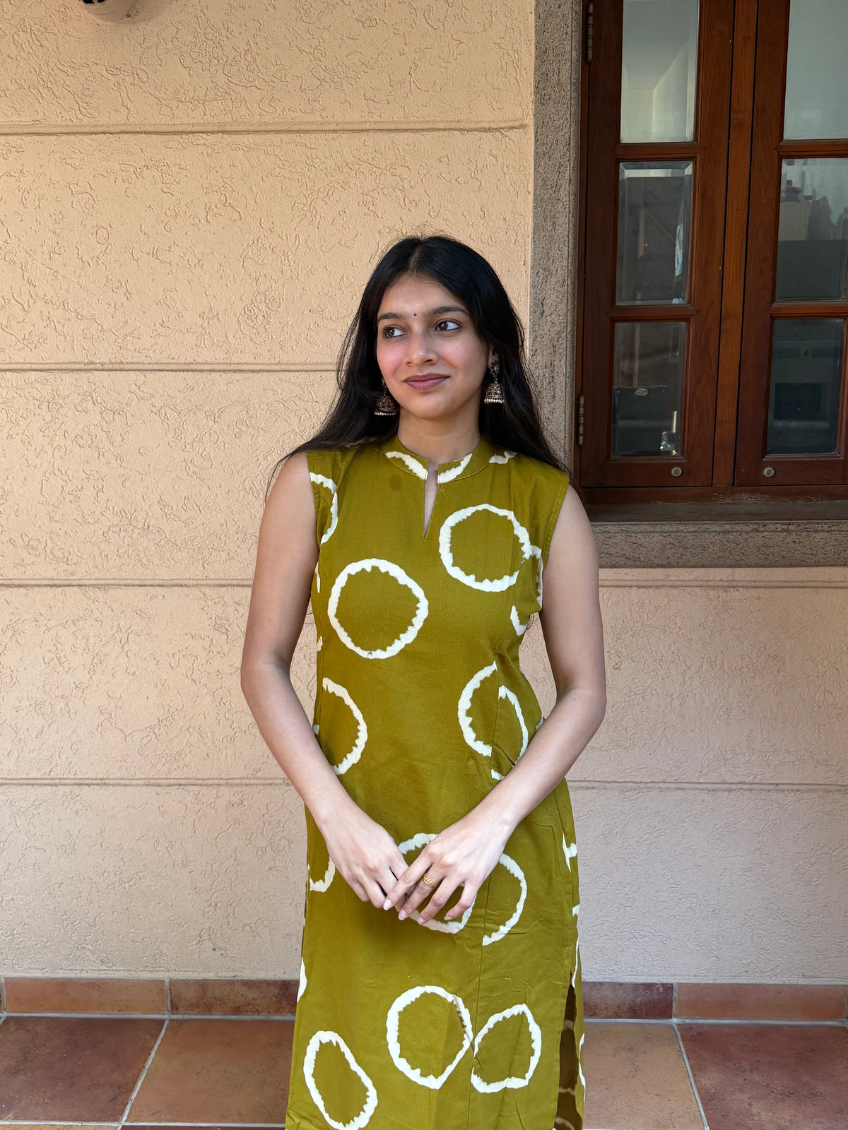 Olive Green Printed Cotton Kurta Co-ord Set