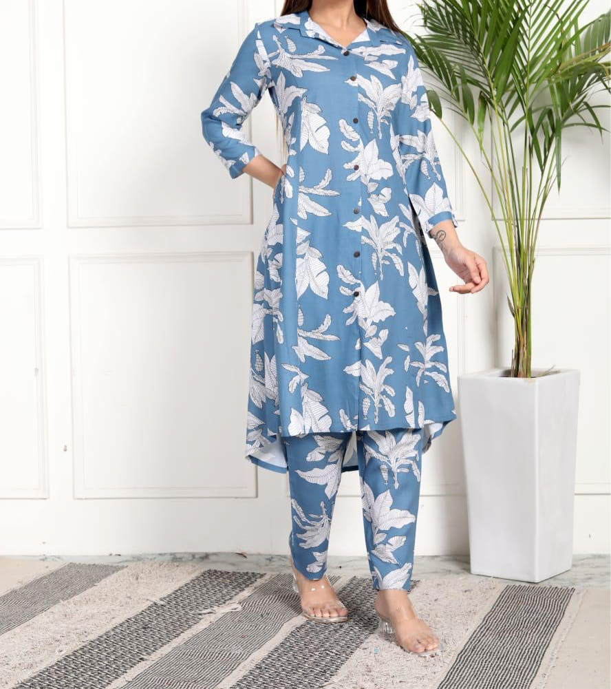 Blue Rayon Co ord set