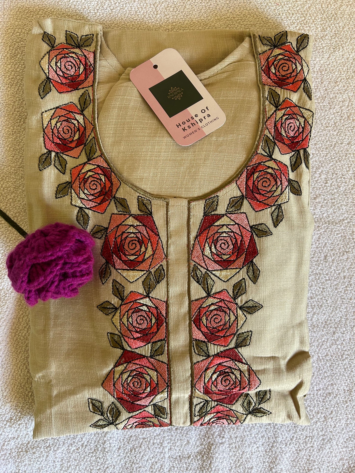 Beige 3 piece kurta set