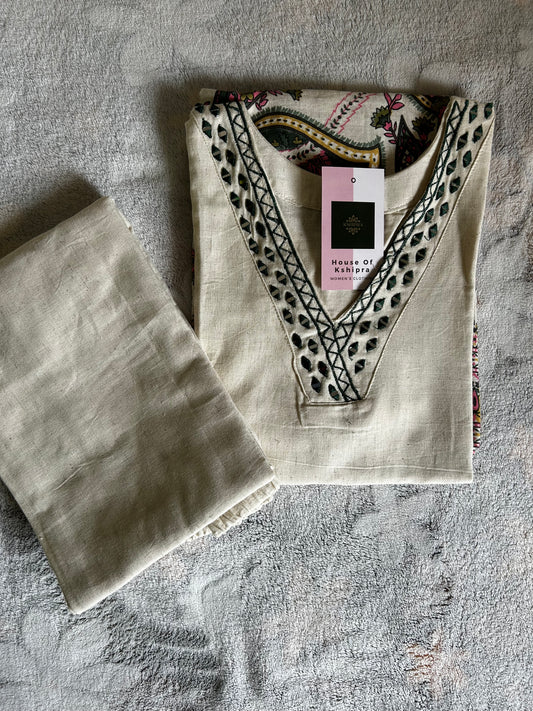 Green Floral Khadi Cotton coord set