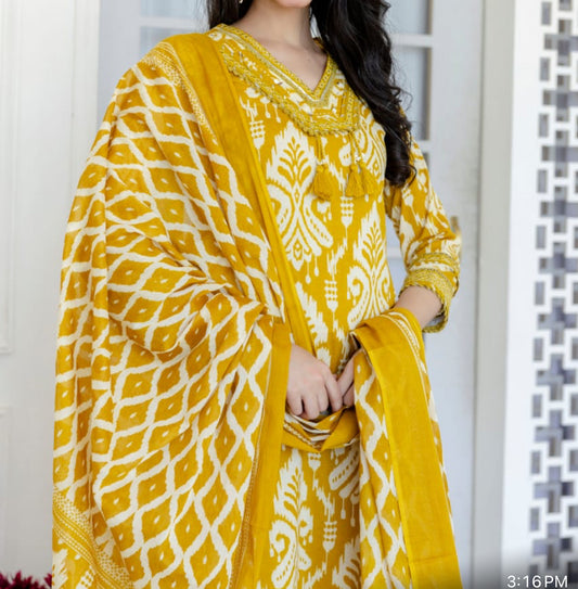 Mustard Yellow A Line Kurta set
