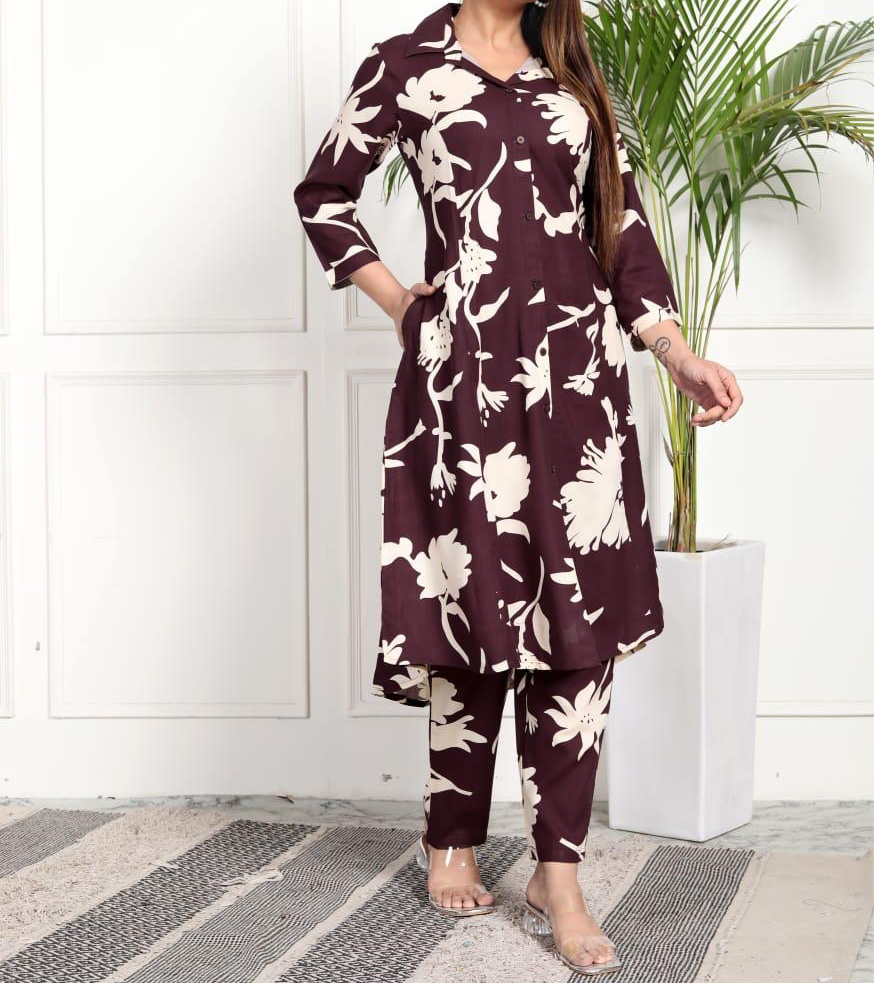 Wine Rayon Co ord set