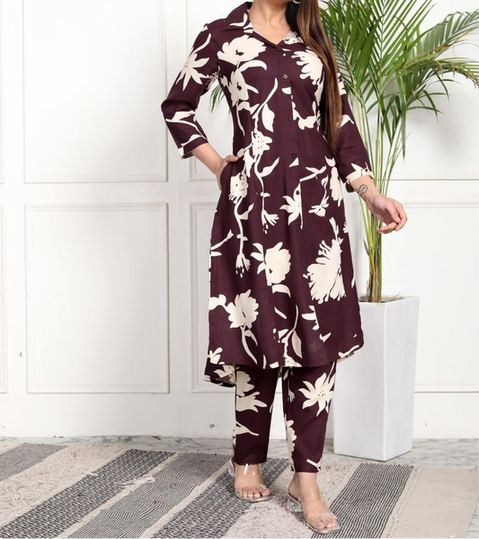 Wine Rayon Co ord set