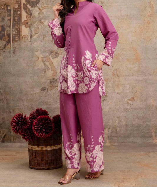 Lilac Discharge Print Coord set