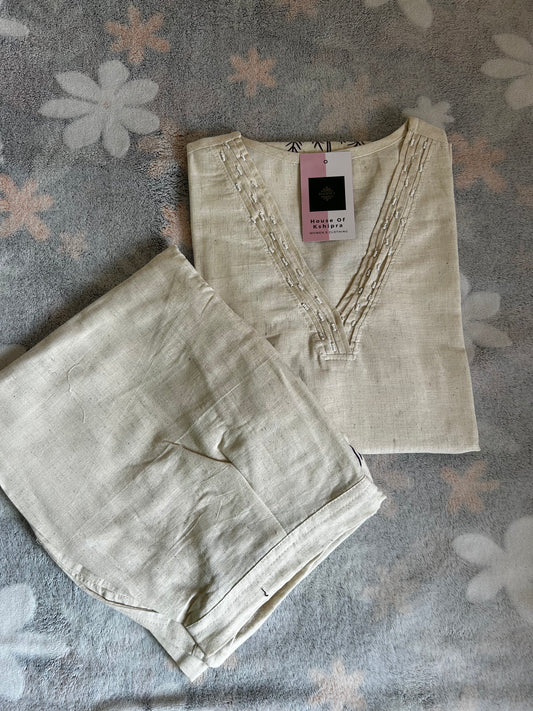 Purple Khadi cotton Coord set