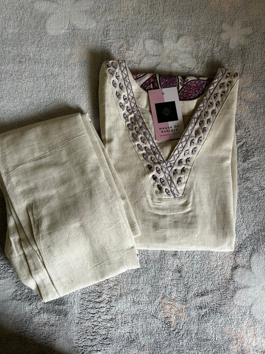 Lavender Floral Khadi Cotton coord set