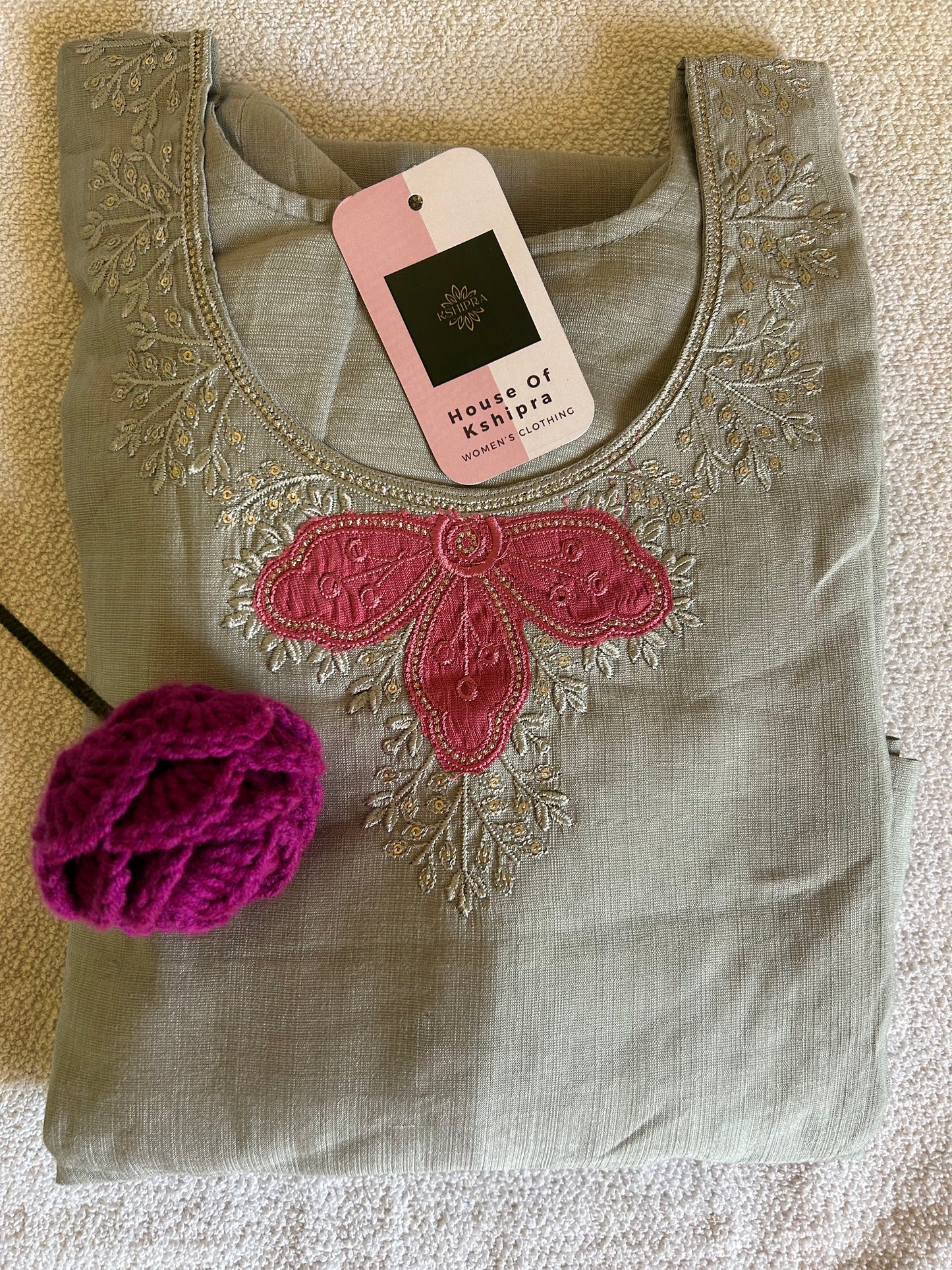 Grey shade 3 piece kurta set